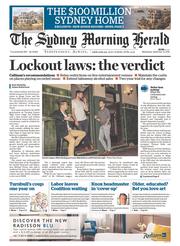 Sydney Morning Herald (Australia) Newspaper Front Page for 14 September 2016