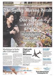 Sydney Morning Herald (Australia) Newspaper Front Page for 15 December 2015