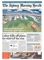 Sydney Morning Herald (Australia) Newspaper Front Page for 15 January 2015