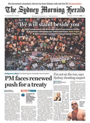 Sydney Morning Herald (Australia) Newspaper Front Page for 15 June 2016