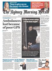 Sydney Morning Herald (Australia) Newspaper Front Page for 15 July 2016