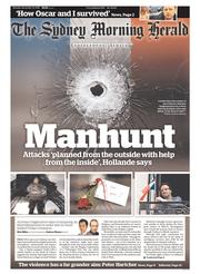 Sydney Morning Herald (Australia) Newspaper Front Page for 16 November 2015