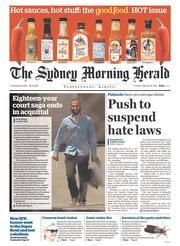Sydney Morning Herald (Australia) Newspaper Front Page for 16 February 2016