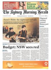 Sydney Morning Herald (Australia) Newspaper Front Page for 16 June 2014