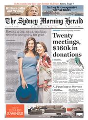 Sydney Morning Herald (Australia) Newspaper Front Page for 17 March 2016