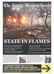 Sydney Morning Herald (Australia) Newspaper Front Page for 18 October 2013