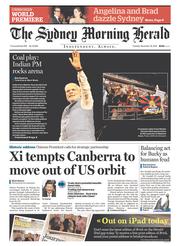 Sydney Morning Herald (Australia) Newspaper Front Page for 18 November 2014