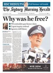 Sydney Morning Herald (Australia) Newspaper Front Page for 18 December 2014