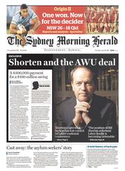 Sydney Morning Herald (Australia) Newspaper Front Page for 18 June 2015