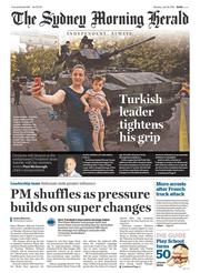 Sydney Morning Herald (Australia) Newspaper Front Page for 18 July 2016