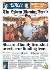 Sydney Morning Herald (Australia) Newspaper Front Page for 18 September 2014