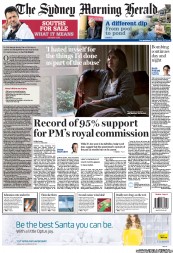 Sydney Morning Herald (Australia) Newspaper Front Page for 19 November 2012