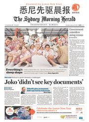 Sydney Morning Herald (Australia) Newspaper Front Page for 19 February 2015