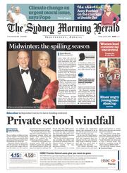 Sydney Morning Herald (Australia) Newspaper Front Page for 19 June 2015