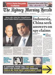 Sydney Morning Herald (Australia) Newspaper Front Page for 1 November 2013