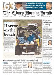 Sydney Morning Herald (Australia) Newspaper Front Page for 1 December 2014