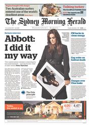 Sydney Morning Herald (Australia) Newspaper Front Page for 1 December 2015