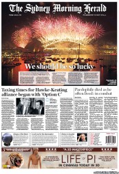 Sydney Morning Herald (Australia) Newspaper Front Page for 1 January 2013