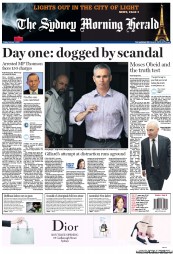 Sydney Morning Herald (Australia) Newspaper Front Page for 1 February 2013