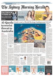 Sydney Morning Herald (Australia) Newspaper Front Page for 1 February 2014