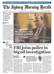 Sydney Morning Herald (Australia) Newspaper Front Page for 1 April 2016