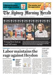 Sydney Morning Herald (Australia) Newspaper Front Page for 1 September 2015