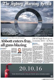 Sydney Morning Herald (Australia) Newspaper Front Page for 20 October 2016