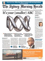 Sydney Morning Herald (Australia) Newspaper Front Page for 20 November 2014