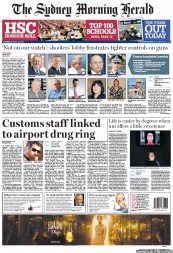 Sydney Morning Herald (Australia) Newspaper Front Page for 20 December 2012