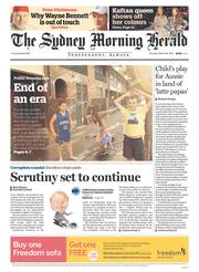 Sydney Morning Herald (Australia) Newspaper Front Page for 20 March 2014