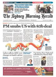 Sydney Morning Herald (Australia) Newspaper Front Page for 20 March 2015