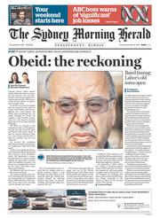 Sydney Morning Herald (Australia) Newspaper Front Page for 21 November 2014