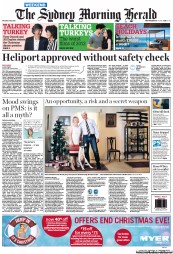 Sydney Morning Herald (Australia) Newspaper Front Page for 22 December 2012