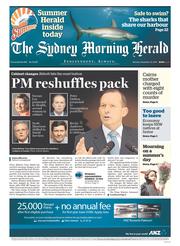 Sydney Morning Herald (Australia) Newspaper Front Page for 22 December 2014