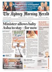 Sydney Morning Herald (Australia) Newspaper Front Page for 22 February 2016