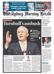 Sydney Morning Herald (Australia) Newspaper Front Page for 22 March 2016