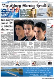 Sydney Morning Herald (Australia) Newspaper Front Page for 23 February 2013