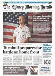 Sydney Morning Herald (Australia) Newspaper Front Page for 23 February 2016