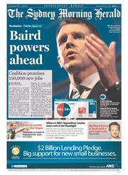 Sydney Morning Herald (Australia) Newspaper Front Page for 23 March 2015