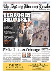 Sydney Morning Herald (Australia) Newspaper Front Page for 23 March 2016