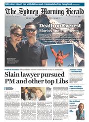 Sydney Morning Herald (Australia) Newspaper Front Page for 23 May 2016