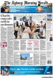 Sydney Morning Herald (Australia) Newspaper Front Page for 24 December 2012