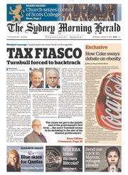 Sydney Morning Herald (Australia) Newspaper Front Page for 24 February 2016