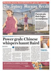 Sydney Morning Herald (Australia) Newspaper Front Page for 24 March 2015