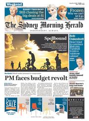 Sydney Morning Herald (Australia) Newspaper Front Page for 24 May 2014