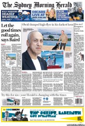 Sydney Morning Herald (Australia) Newspaper Front Page for 25 February 2013