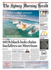 Sydney Morning Herald (Australia) Newspaper Front Page for 25 May 2016