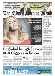 Sydney Morning Herald (Australia) Newspaper Front Page for 26 November 2015