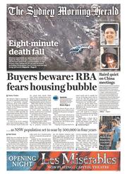 Sydney Morning Herald (Australia) Newspaper Front Page for 26 March 2015