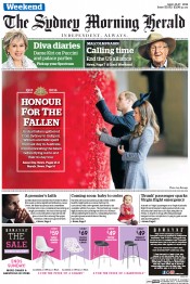 Sydney Morning Herald (Australia) Newspaper Front Page for 26 April 2014